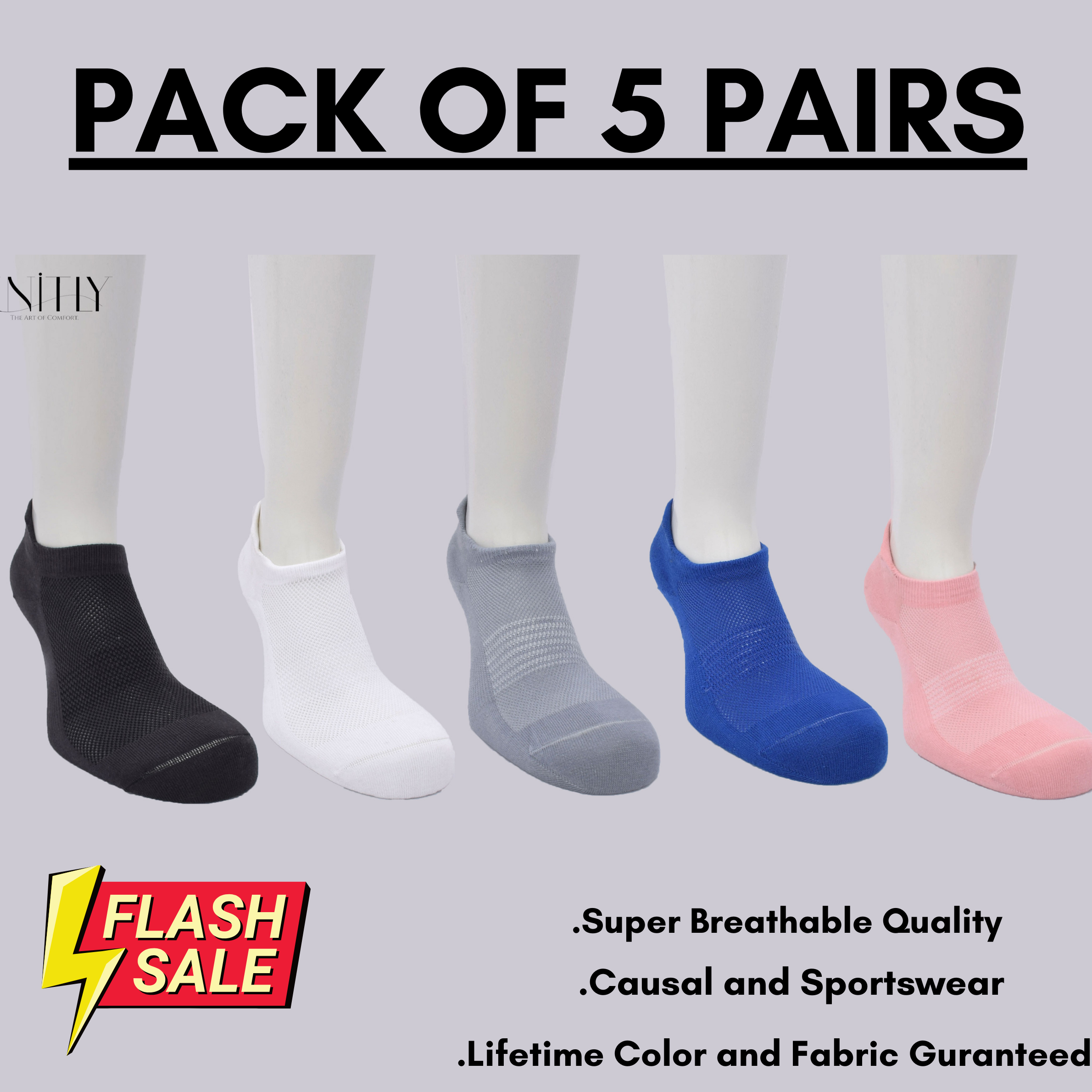 Pack of 5 pair Extra Comfortable Highly Recommend Super Breathable Socks